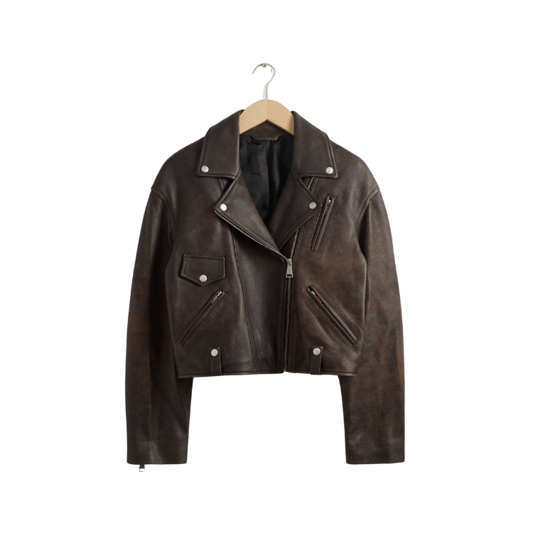 & Other Stories Oversized Biker Leather Jacket