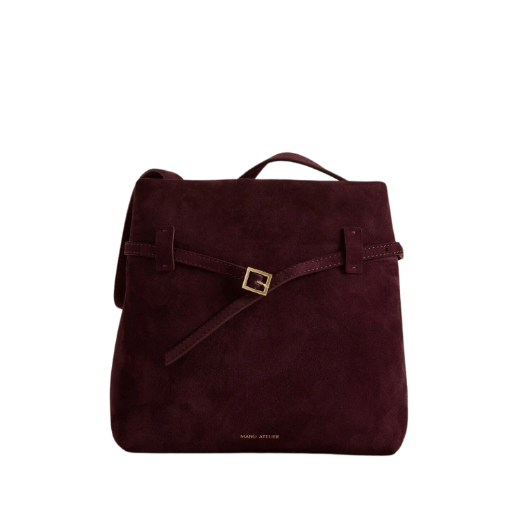 Manu Atelier Mini Tote du Jour Merlot Suede