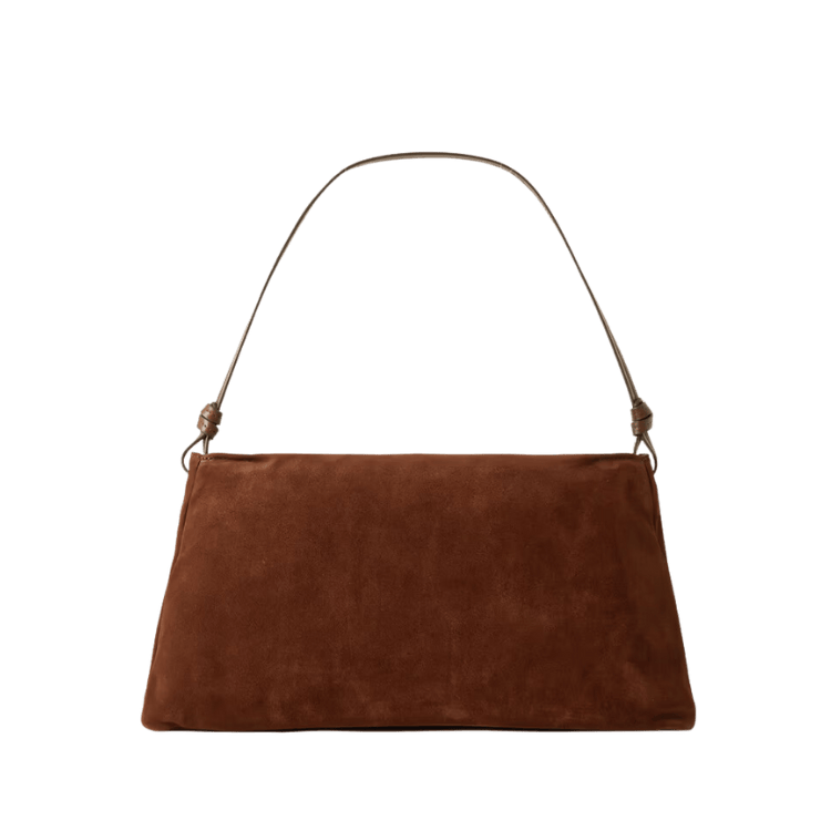 STAUD Vivi Leather-Trimmed Suede Shoulder Bag